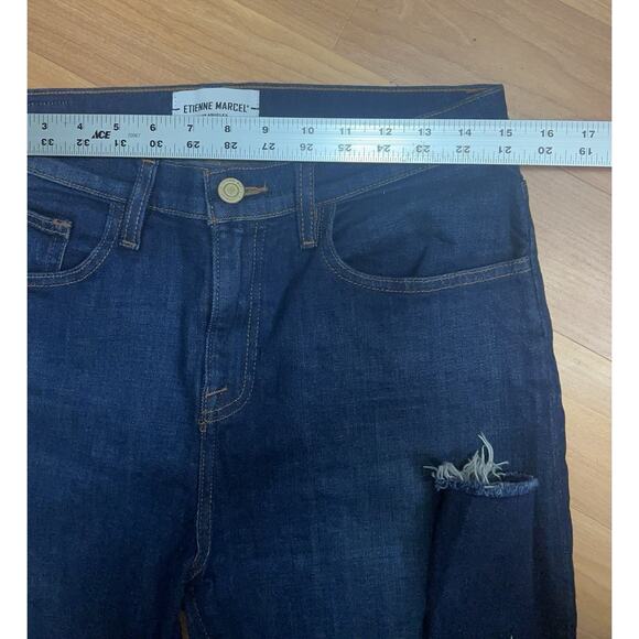 Etienne Marcel Womens Denim Jeans High Rise Skinny Raw Hem Dark Wash Size 29 - Picture 5 of 9